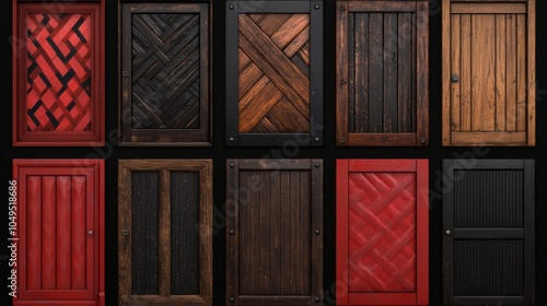 Set of    Vintage Wooden Doors with Different Textures and Colors