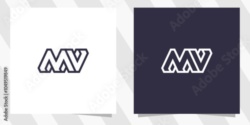 letter mv vm logo design