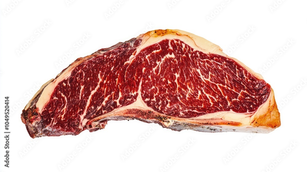 Obraz premium Raw steak with rich marbling, displayed on a transparent background