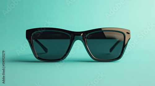 Stylish black cinema 3D glasses, isolated on a clear background, perfect for entertainment mockups