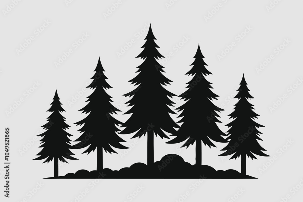 Obraz premium Monochrome Vector Illustrations of Coniferous Trees Elegant Tree Designs in Black and White
