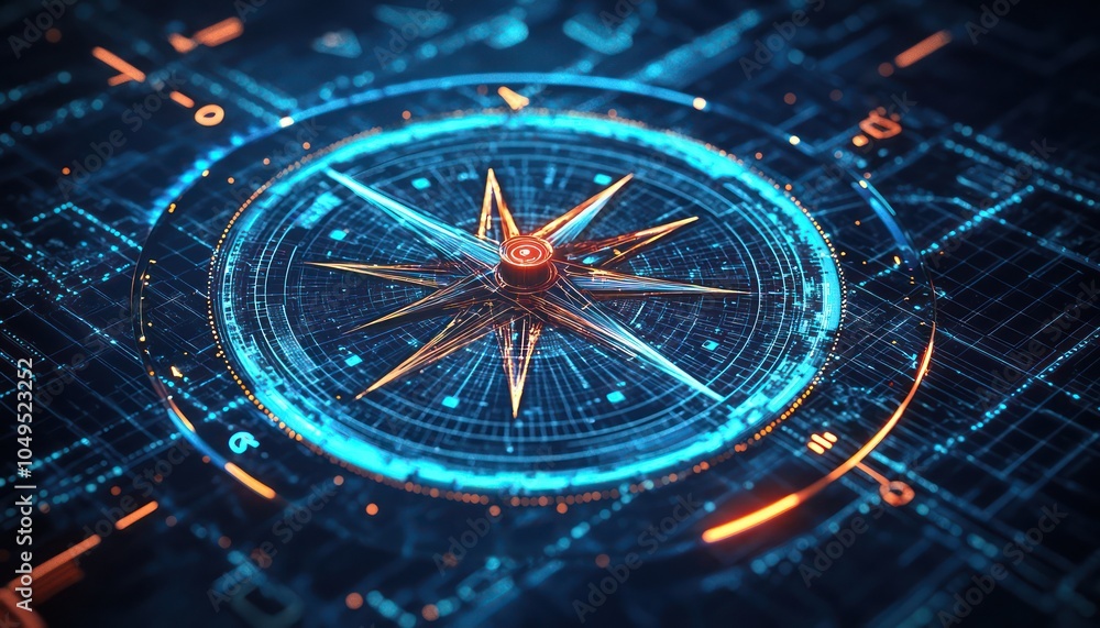 custom made wallpaper toronto digitalCentral digital compass on a virtual interface surrounded by location icons.