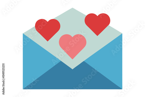 Envelope with hearts | isolated vector silhouette illustration on white background