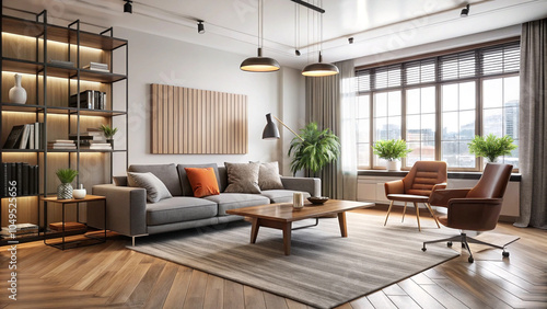 Wallpaper Mural modern living room with fireplace Torontodigital.ca