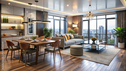 Wallpaper Mural dining room with table Torontodigital.ca