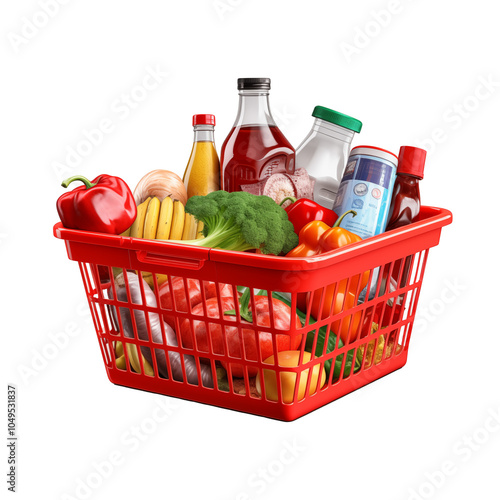 shopping cart full of groceries