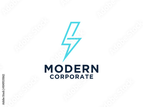 Flash Lettering with Thunder Bolt Icon isolated on White Background. Usable for Business, Technology and Electricity Logos.