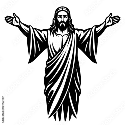 Jesus christ silhouette vector illustration on white background