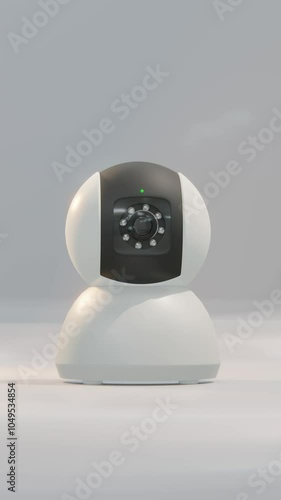 Vertical Surveillance digital video cam rotating with mask channel. CCTV ensuring privacy, security and safety. Concept of a remote guard system.