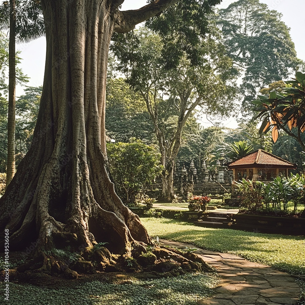 A large tree that is hundreds of years old in the Bogor Botanical Gardens, West Java, Indonesia. A large tree that is hundreds of years old in the Bogor Botanical Gardens, West Java, Indonesia.