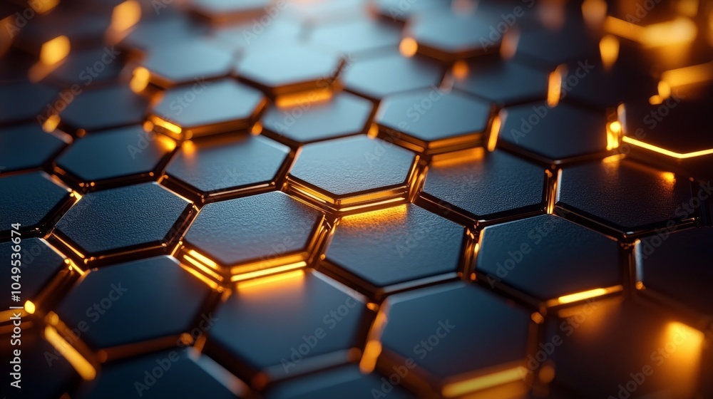 A close-up view of hexagonal patterns with glowing edges, showcasing a modern, tech-inspired design. A close-up view of hexagonal patterns with glowing edges, showcasing a modern, tech-inspired design.