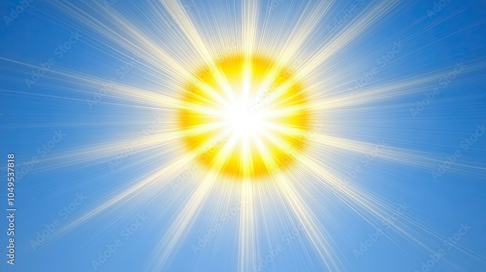 Obraz premium A brilliant sun shining against a perfectly blue sky with no clouds, representing energy, clarity, and optimism, perfect for weather or summer themes.