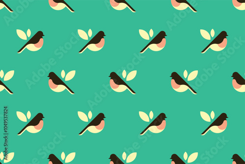 Robbin bird seamless pattern background template photo