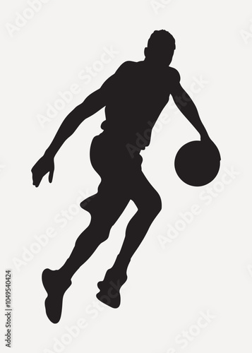 Silhouette basketball player dribbling ball