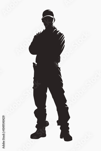 Silhouette of standing worker