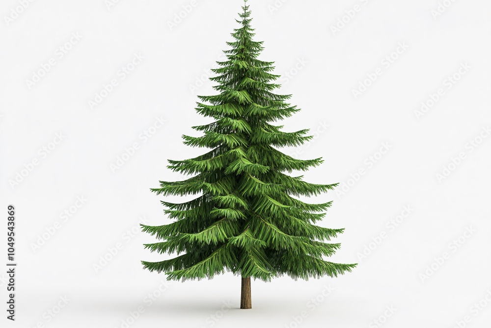 Fototapeta premium Detailed Evergreen Tree 3D Model with Dense Foliage