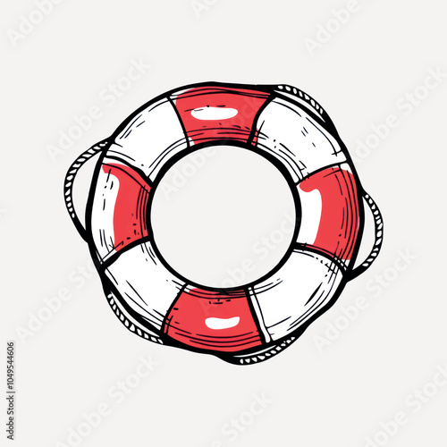 Red and white lifebuoy illustration