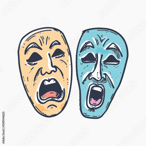 Theatrical masks comedy tragedy