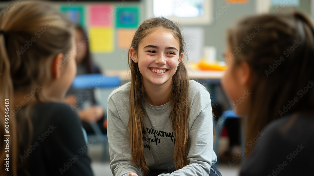Laughter and Connection: A portrait of genuine happiness, capturing the warmth and connection between three young girls engaged in a shared moment of laughter and joy. Laughter and Connection: A portrait of genuine happiness, capturing the warmth and connection between three young girls engaged in a shared moment of laughter and joy.
