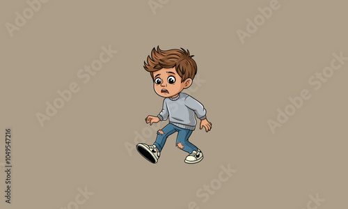 Scared child illustration expressing fear and worry.