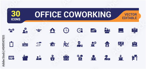 Freelancing icon pack. Related to freelance, job, work from home, comfortable, self-employment, online collaboration and more. Filled icon collections. Vector illustration.