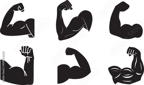 Strong arm biceps icon vector set illustration. Arm biceps silhouette art