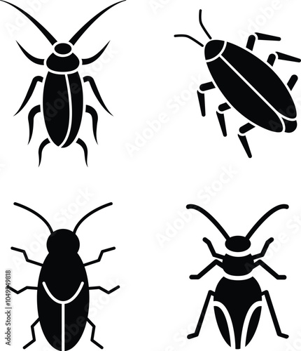 Cockroach icon set vector. Illustration of cockroach, suitable for logo, web application