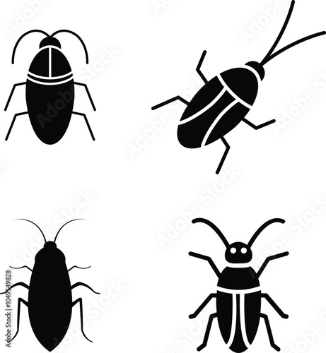 Illustration of cockroach set. Vector art of cockroach. Cockroach icon set design