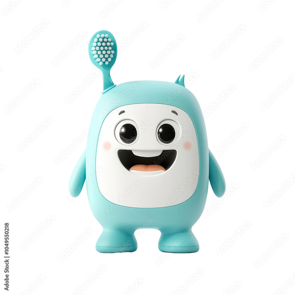 Fototapeta premium 3D cartoon toothbrush character, isolated on white background. cutout png