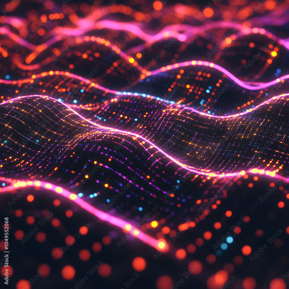 Vibrant Abstract Data Flow Visualization with Neon Lines Vibrant Abstract Data Flow Visualization with Neon Lines