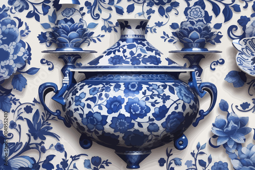 blue porcelain pattern paper seamless