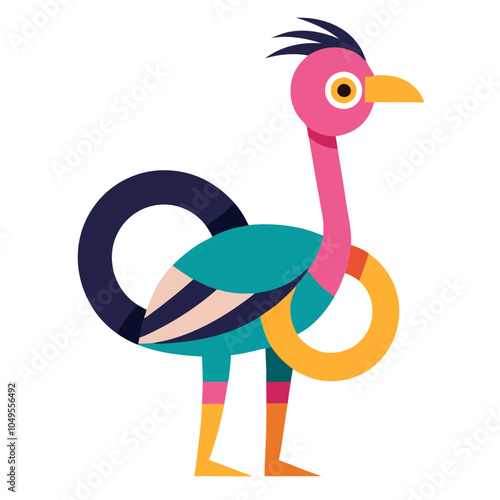 Playful Ostrich in Geometric Style  photo