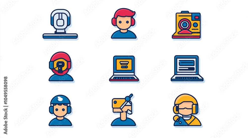Illustration of various digital communication roles represented in vibrant icons Illustration of various digital communication roles represented in vibrant icons
