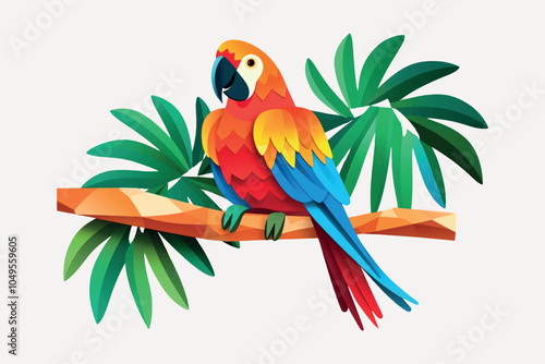 Colorful parrot perched on branch