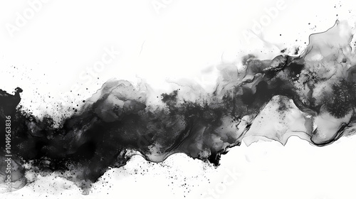 Abstract black ink and water wash on white background. Ink and Wash Painting. Illustration photo