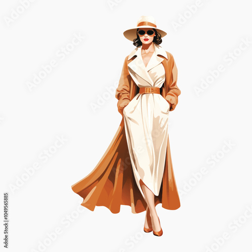 Elegant vintage fashion illustration woman