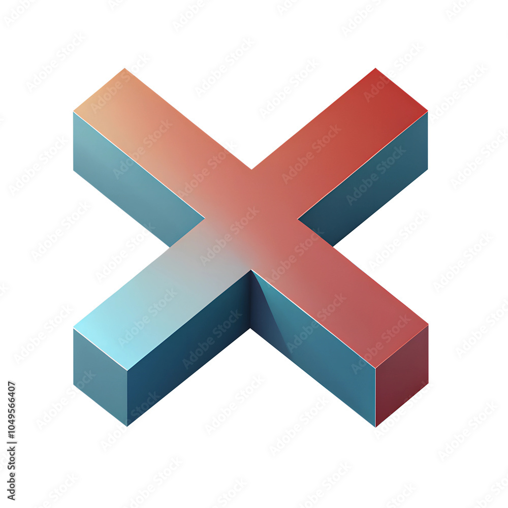 Fototapeta premium Illustration isometric of X mark isolated on a white background