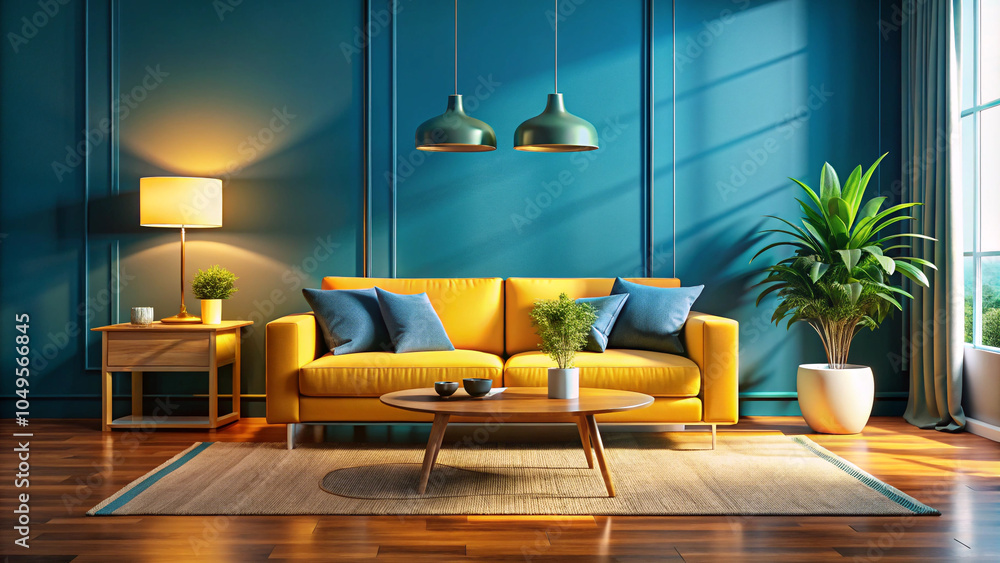 Fototapeta premium modern living room with fireplace