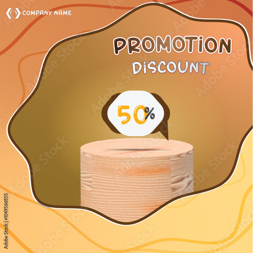 Social media post promotion 50 percent with podium template design