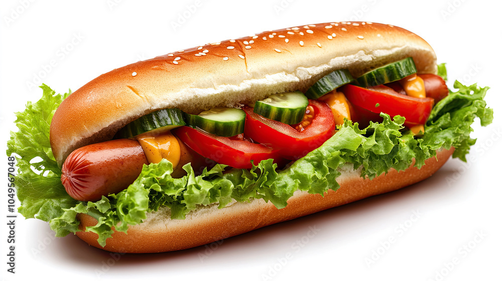 Hamburger sandwich on the table, white background Hamburger sandwich on the table, white background