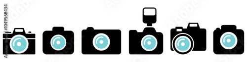 editable camera take picture digital, analog and mirrorless or pocket vector pictogram sign icon symbol ui and ux design glyphs  photo