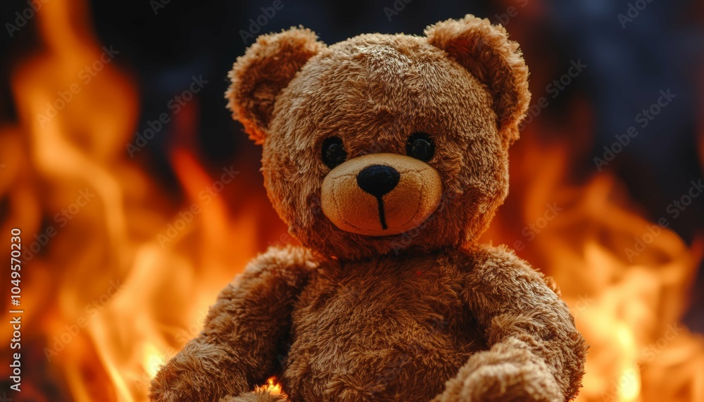 Cozy Teddy Bear in Front of a Roaring Fire Cozy Teddy Bear in Front of a Roaring Fire