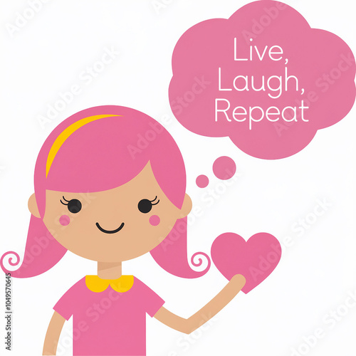 "Live, Laugh, Repeat" cute quote illustration