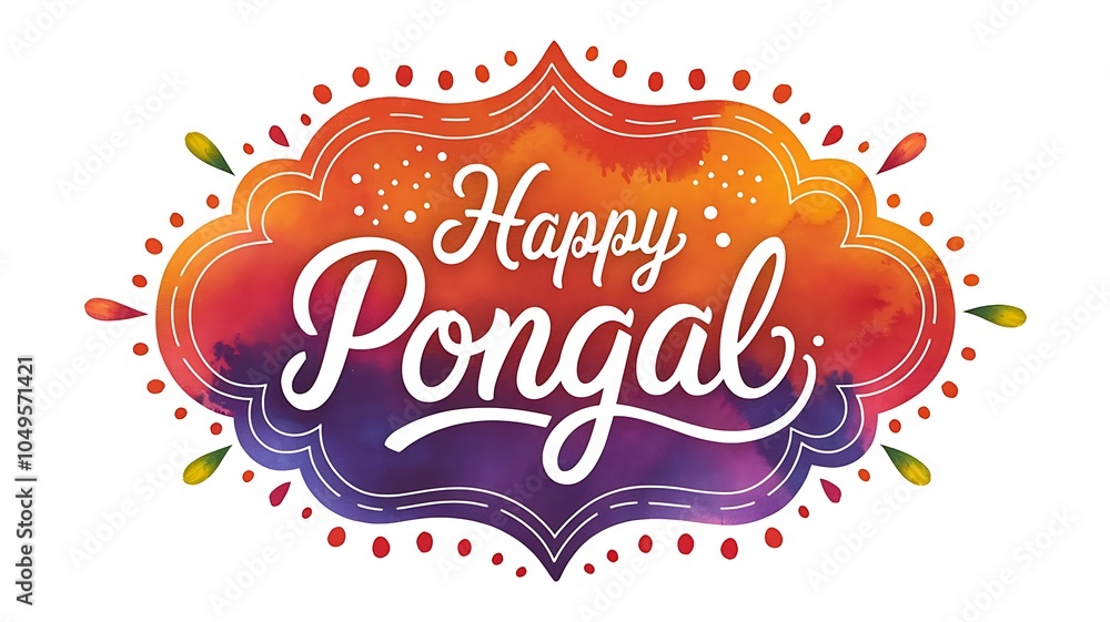 A banner with text happy pongal tamil festivals in a colorful background, indian festival A banner with text happy pongal tamil festivals in a colorful background, indian festival