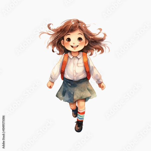 Joyful schoolgirl with backpack