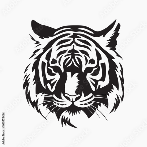 Bold tribal tiger head illustration