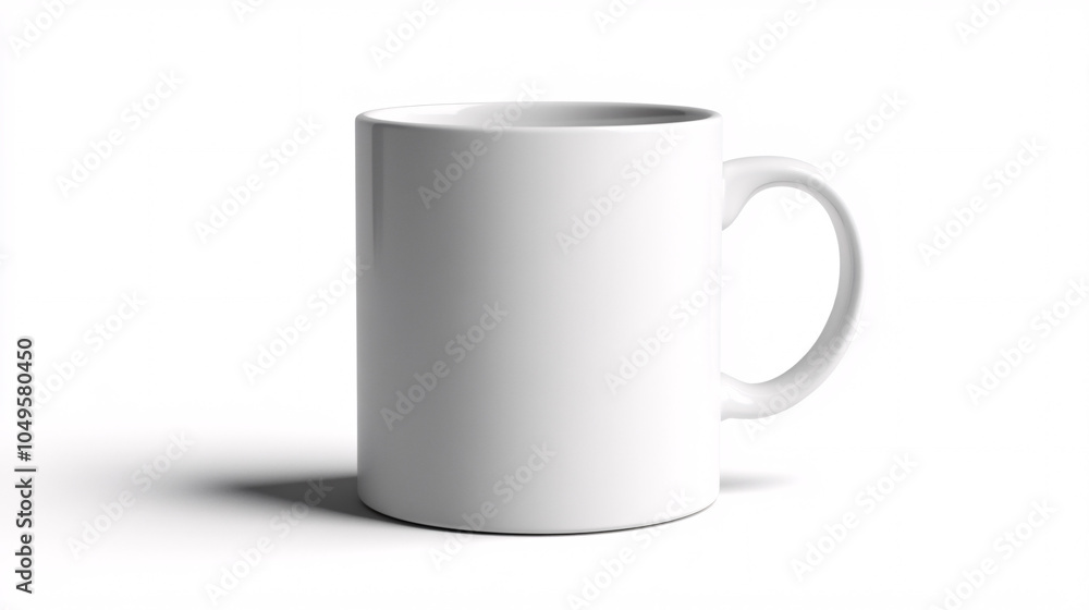 Fototapeta premium blank white coffee mug with handle isolated on white background 3d rendering mockup