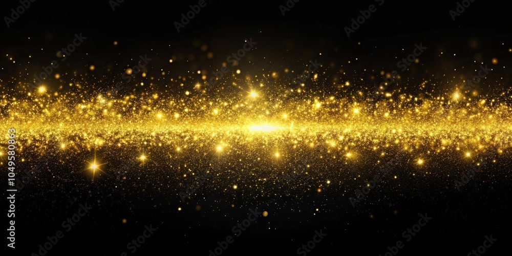 Naklejka premium Fantastic yellow glitter light effect on a black background extreme close-up