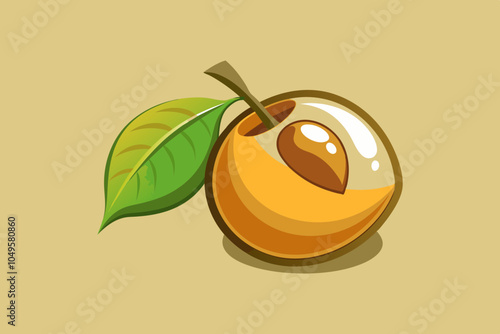  Delicious fruit sapodilla vector art illustration