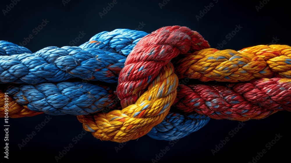 Diverse Team Strength Connection Unity Partnership Support Network Rope Concept Diverse Team Strength Connection Unity Partnership Support Network Rope Concept